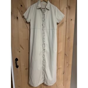 Vintage Bobbie Brooks 90s Light Cream Khaki Short Sleeve Dress Size Large